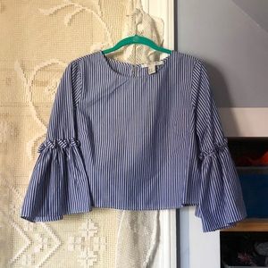 Bell-sleeve striped top